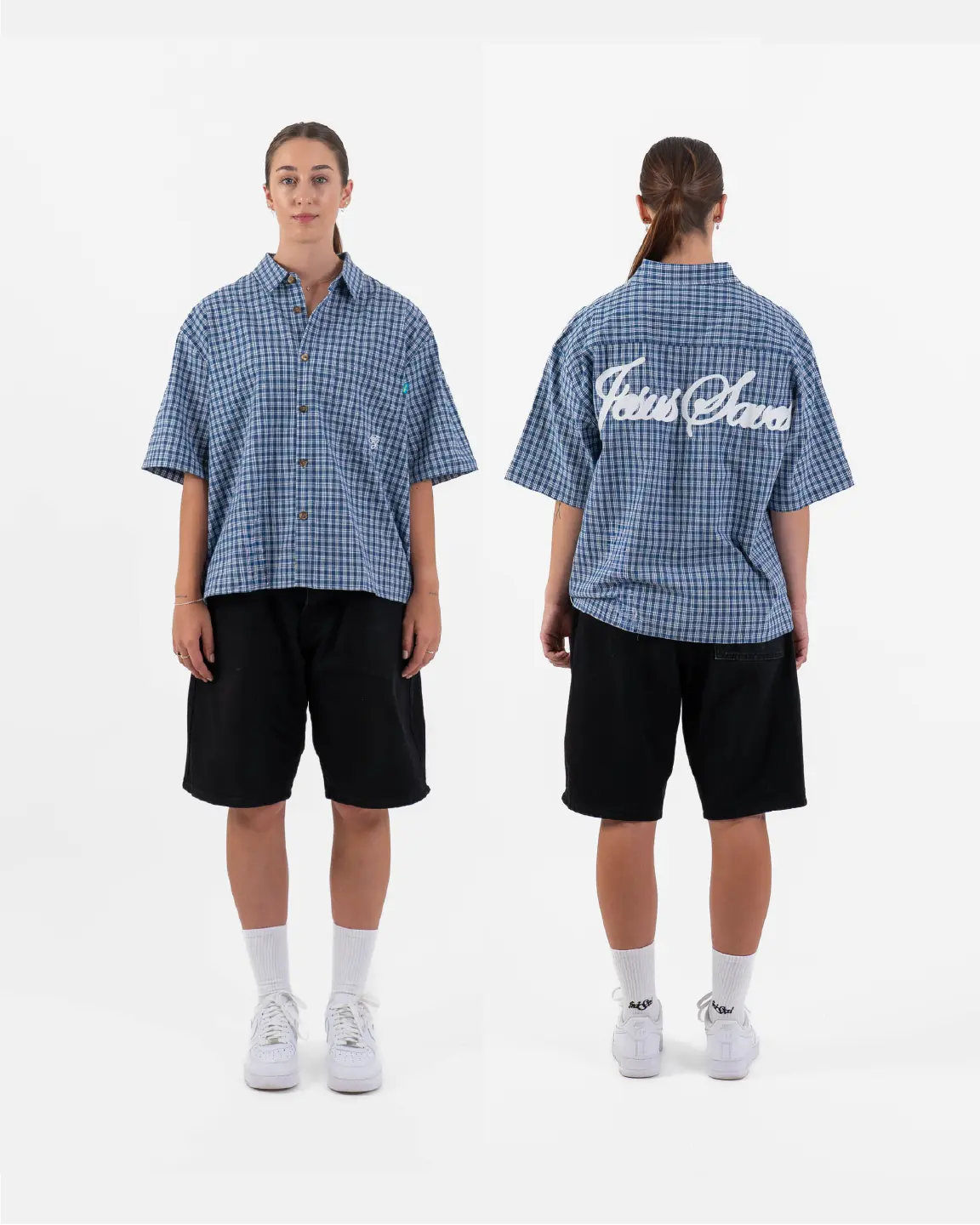 JESUS SAVES BUTTON UP - BLUE