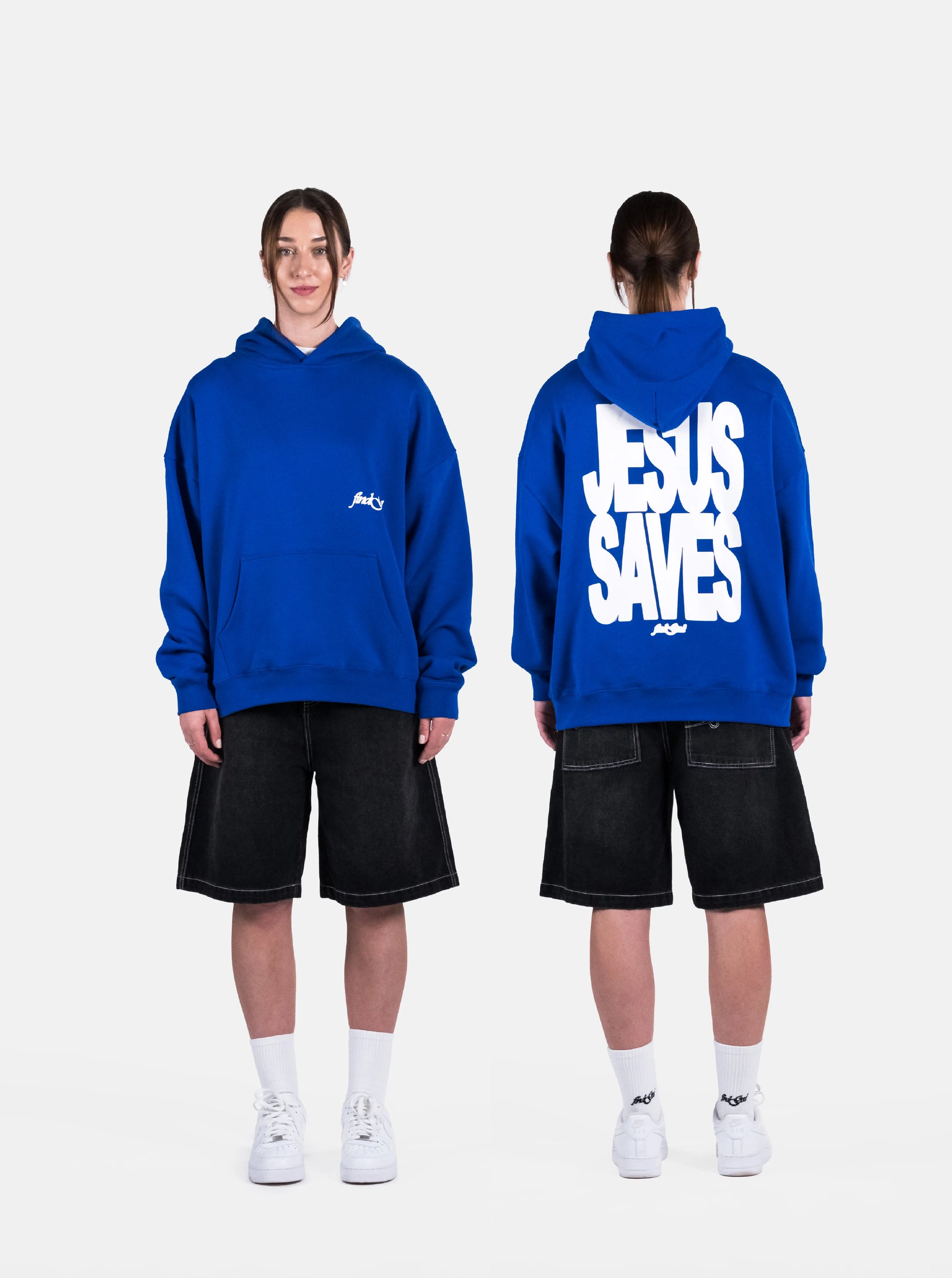 JESUS SAVES HOOD - BLUE