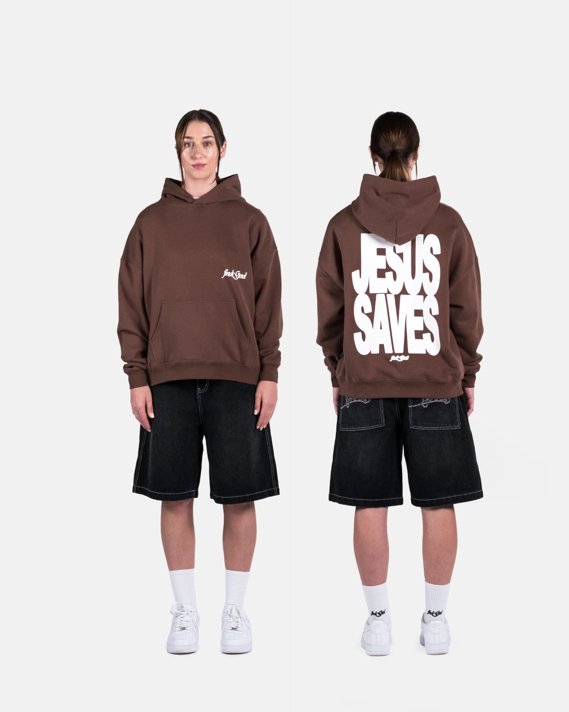 JESUS SAVES HOOD V2 - CHESTNUT