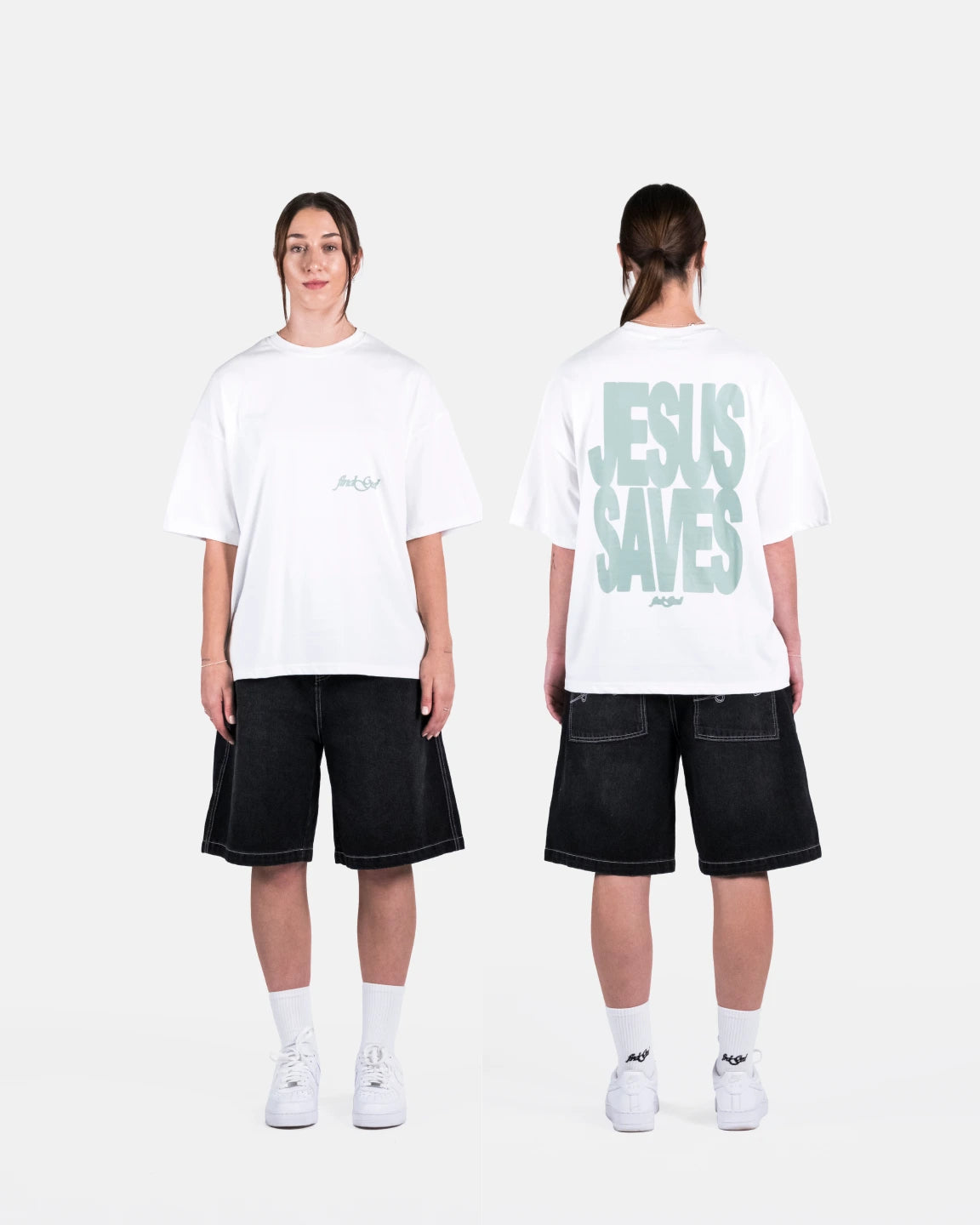 JESUS SAVES TEE - SEAFOAM