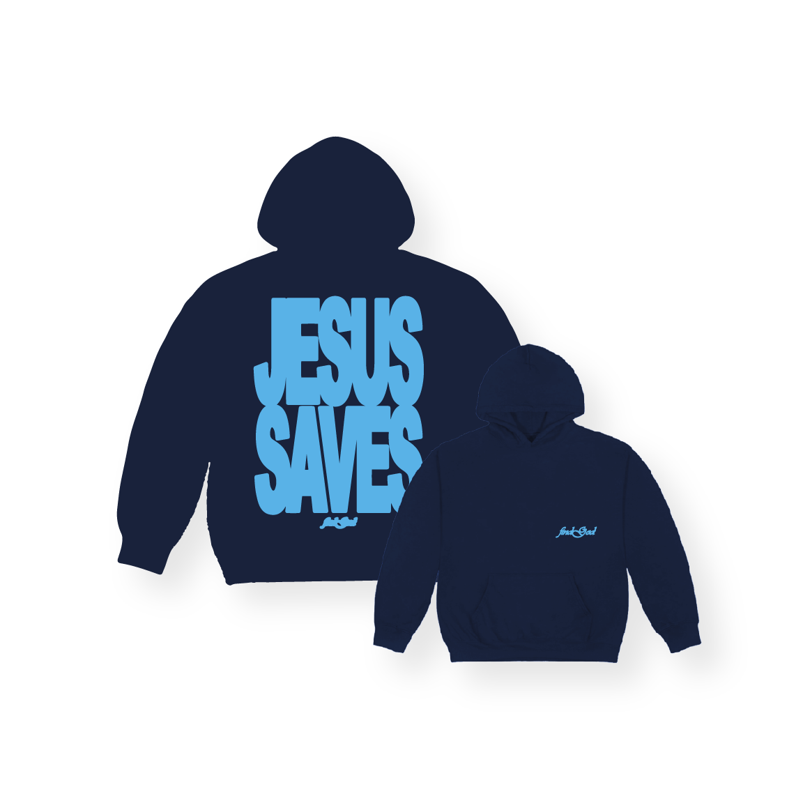 JESUS SAVES HOOD - MIDNIGHT BLUE