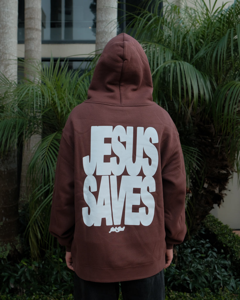 JESUS SAVES HOOD - CHESTNUT