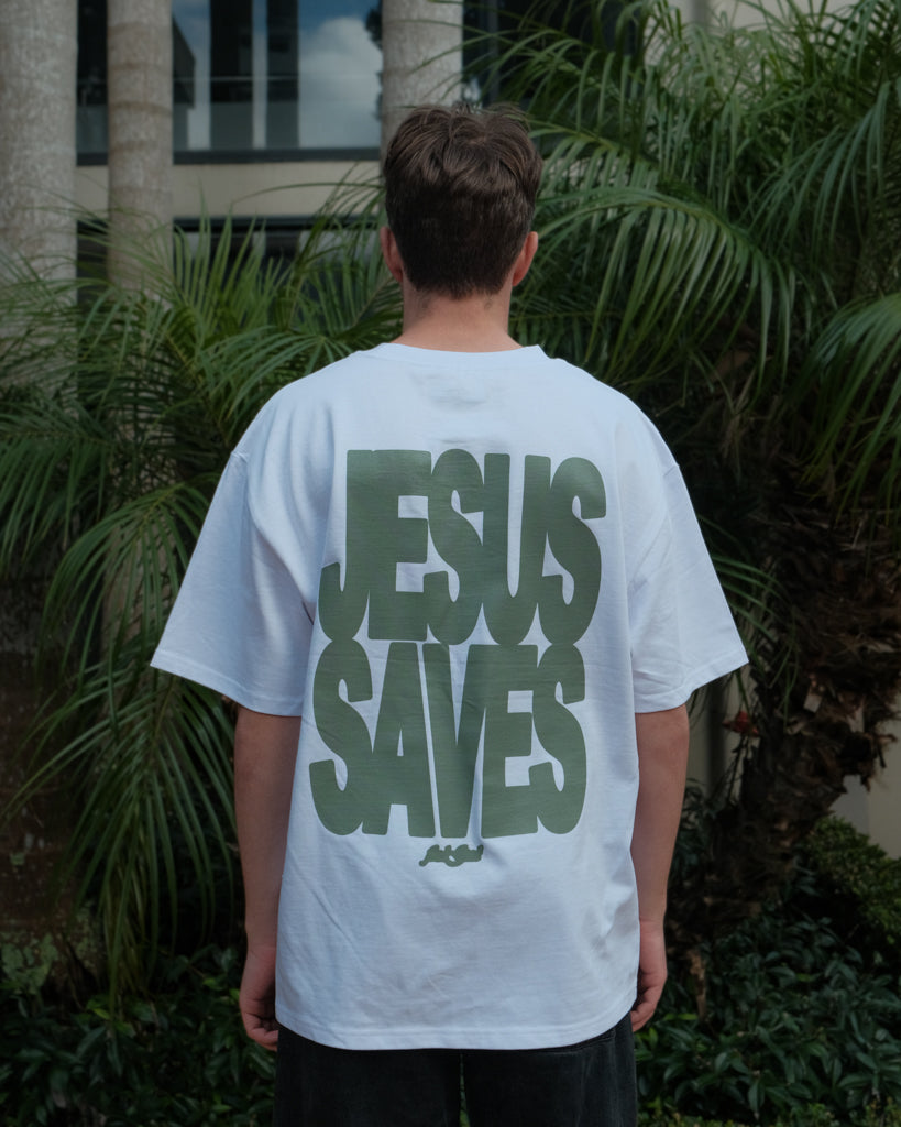 JESUS SAVES TEE - MOSS