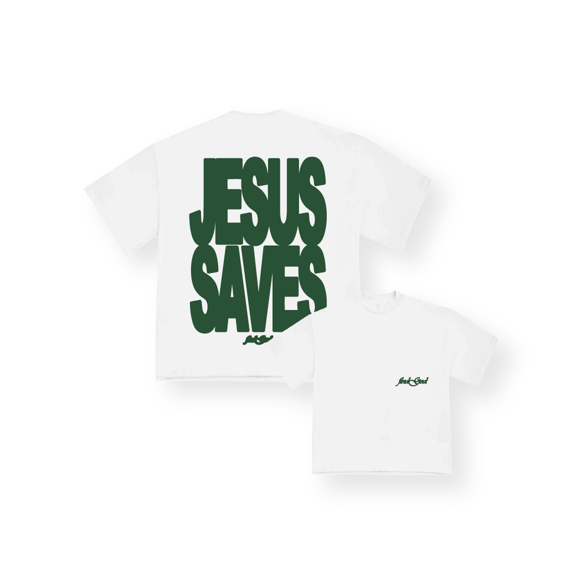 JESUS SAVES TEE - ARMY GREEN