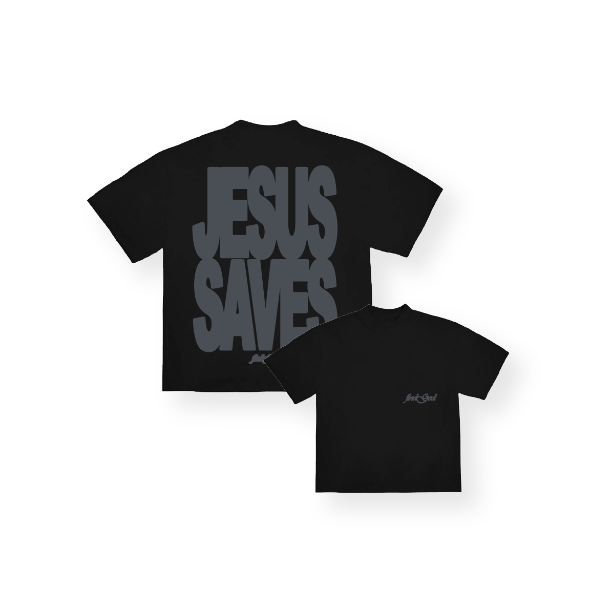 JESUS SAVES TEE - GRAPHITE