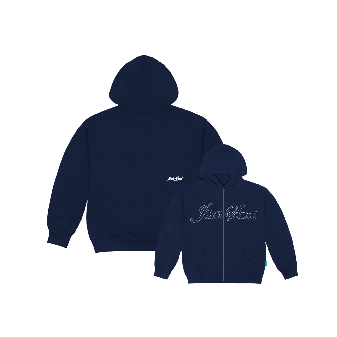 JESUS SAVES ZIP UP HOOD - NAVY