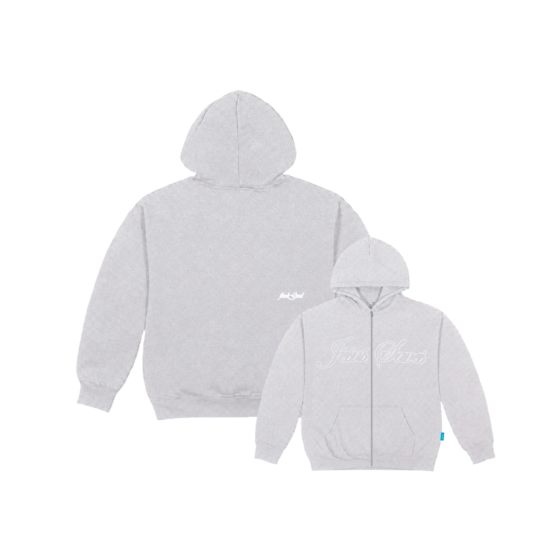 JESUS SAVES ZIP UP HOOD - STONE