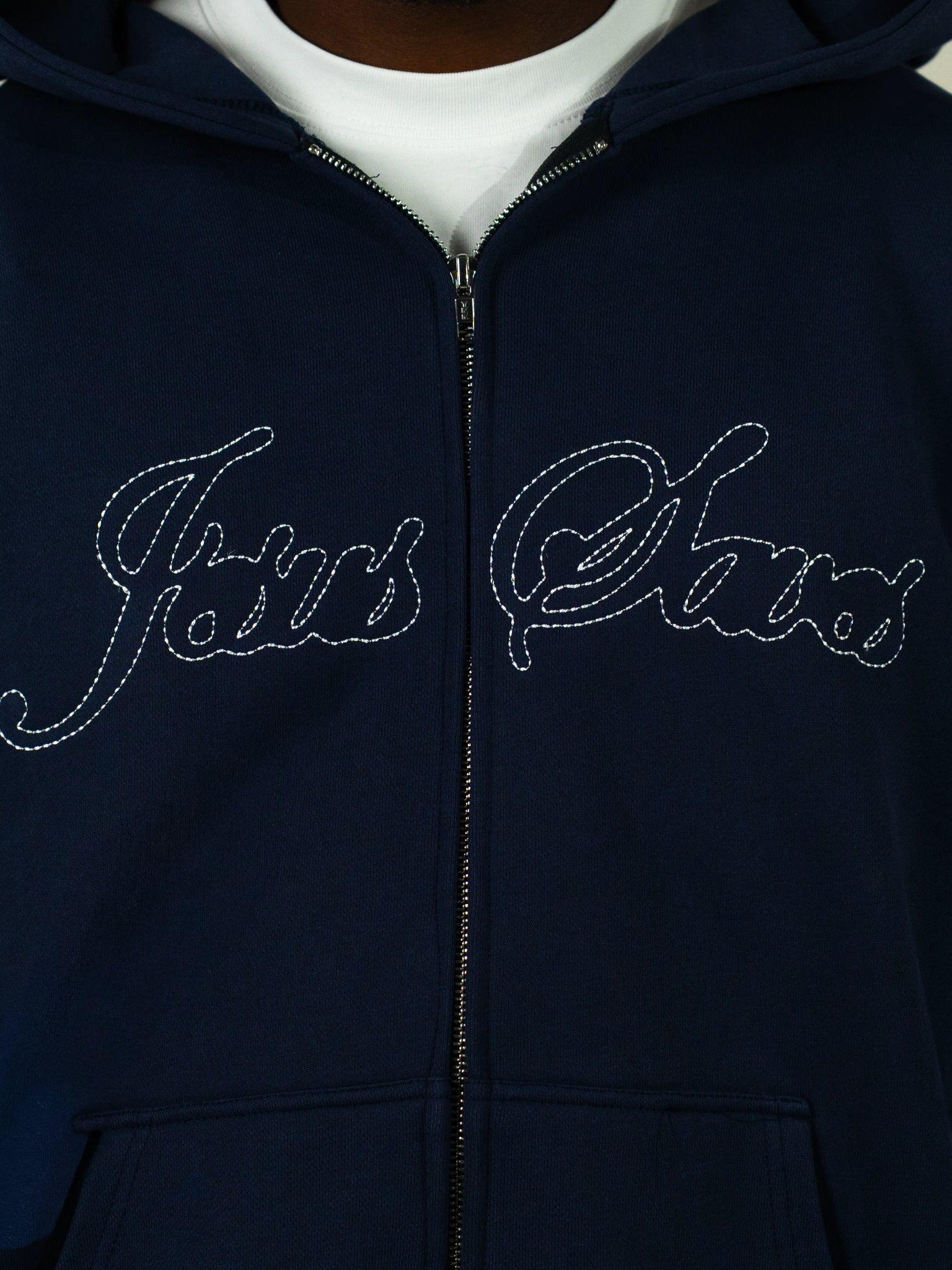 JESUS SAVES ZIP UP HOOD - NAVY