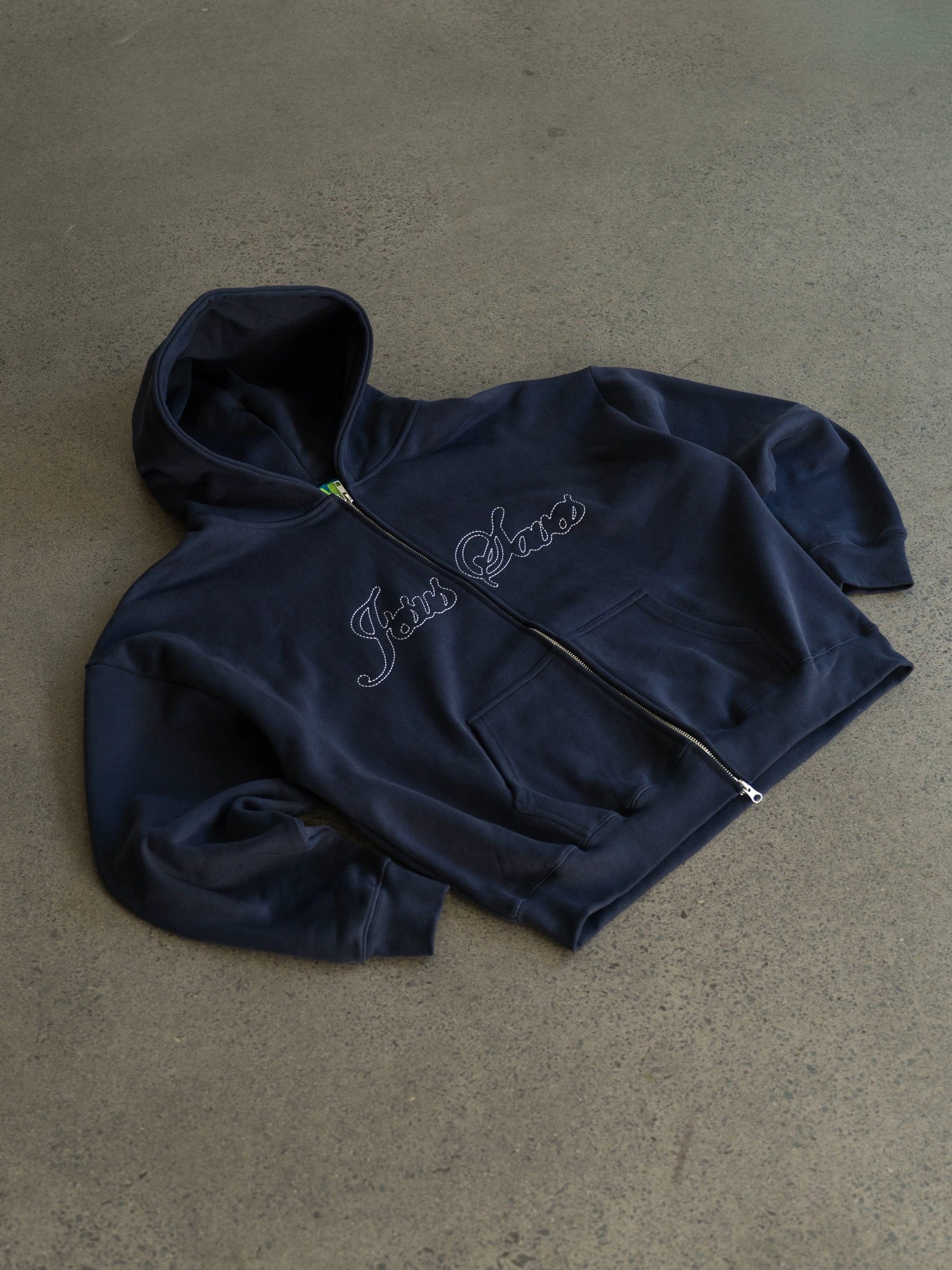 JESUS SAVES ZIP UP HOOD - NAVY