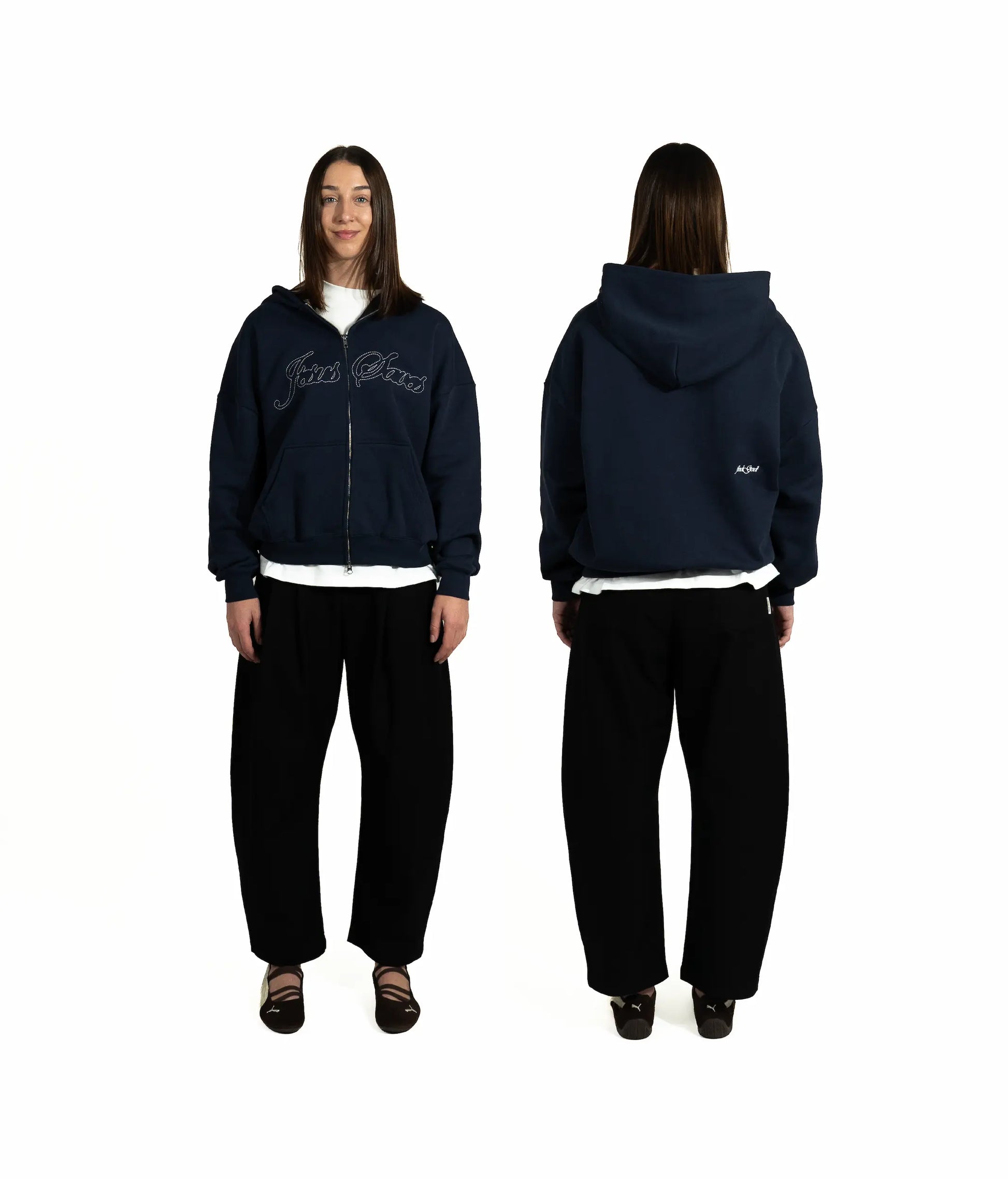 JESUS SAVES ZIP UP HOOD - NAVY