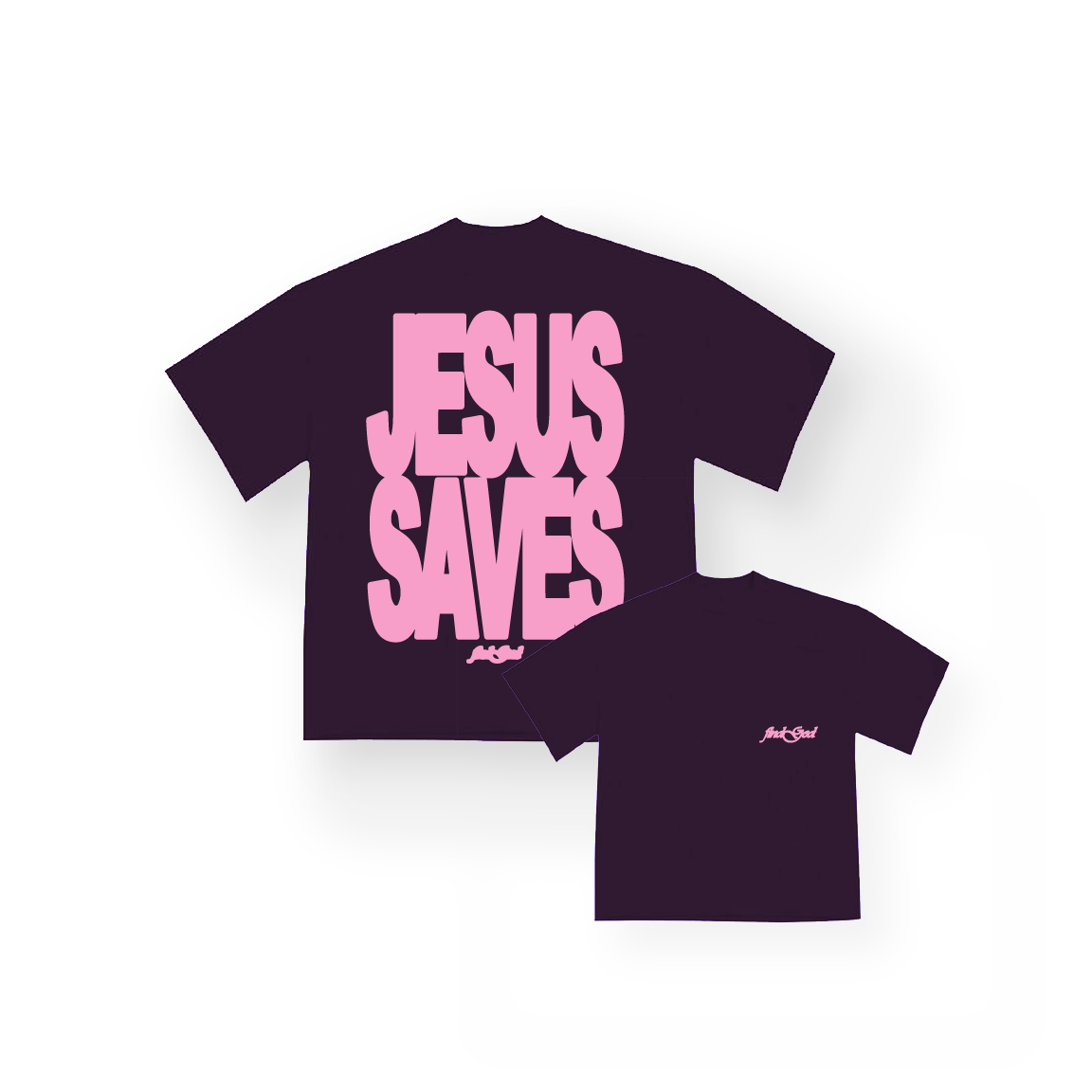 JESUS SAVES TEE - PLUM
