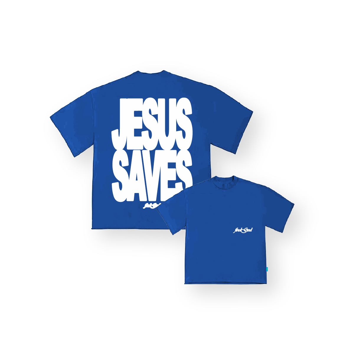 JESUS SAVES TEE - BLUE